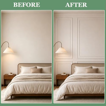 Peel and Stick Wall Molding Kit, Pre Cut Bilinear Frame Wainscoting Panel - color: 24"x60"+13.5"x46.8"