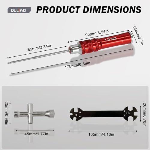 Hex Driver Set 7PCS 0.9 1.27 1.3 1.5 2.0 2.5 3.0mm RC Tool Kit - color: 7pcs Screwdrivers（red）