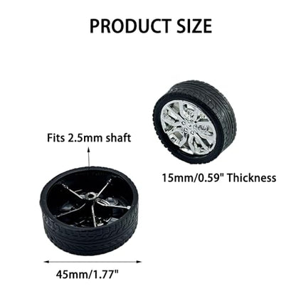8PCS Toy Car Wheel RC Car Rubber Tire Wheel with Metal Shaft Axles for RC Car Truck Robot DIY Model Car Building Parts (2.5x45mm) - style: 2.5x45mm