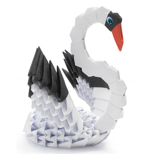 House of Marbles 3D Origami Swan Craft Kit, 25-Piece FSC-Certified Paper Folding Set with Step-by-Step Instructions, Creative Display Project for Kids and Adults