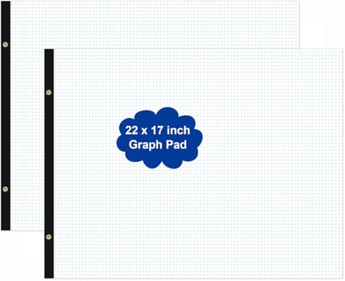 (2-Pack) Large Engineering Graph Notepad - 22" x 17" Grid Paper, 100 Sheets/200 Pages, 4"x4" Grid Pad, Giant Drafting Pad Sketching Grid Paper for Engineer Architect Designer - size: 2-Pack, style: Graph