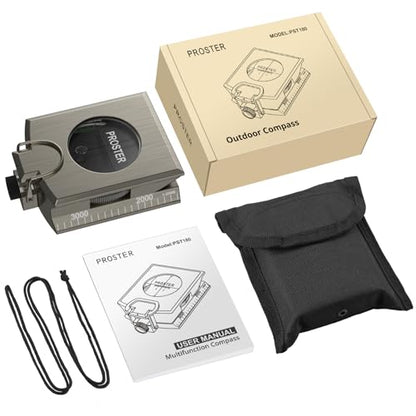 Proster Lensatic Sighting Compass IP65 Waterproof with Clinometer Bag - color: Green Bronze