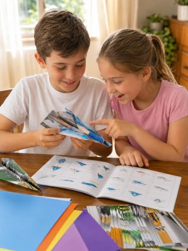 hapray 60 Sheets Paper Airplane Kit, Origami Paper Plane with Book & Video