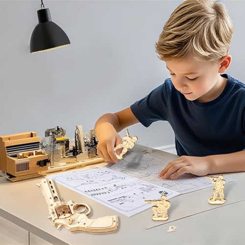 3D Wooden Puzzles for Adults,Wooden Toy for Kids and Adults,Model Building Kit,Educational Brain Teaser,Best Educational Christmas Birthday Day Gift for Friends (Wooden Revolver) - color: Wooden Revolver