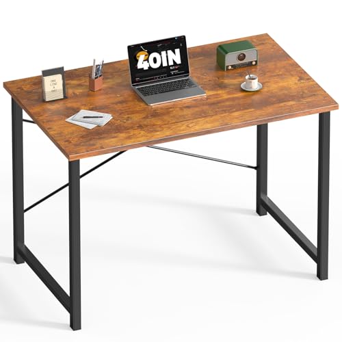 DUMOS 40 Inch Small Computer Desk, Gaming Desks for Home Office Bedroom - color: Wood Brown, size: 40 Inch-1 Pack