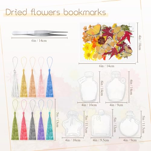 Taobary 91 Pcs DIY Dried Flowers Bookmarks Transparent, Stylish Color - color: Stylish Color