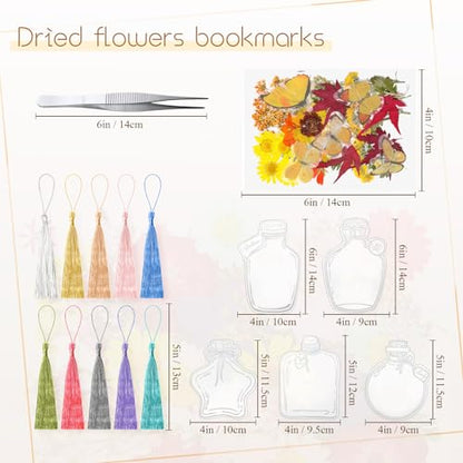 Taobary 91 Pcs DIY Dried Flowers Bookmarks Transparent, Stylish Color - color: Stylish Color