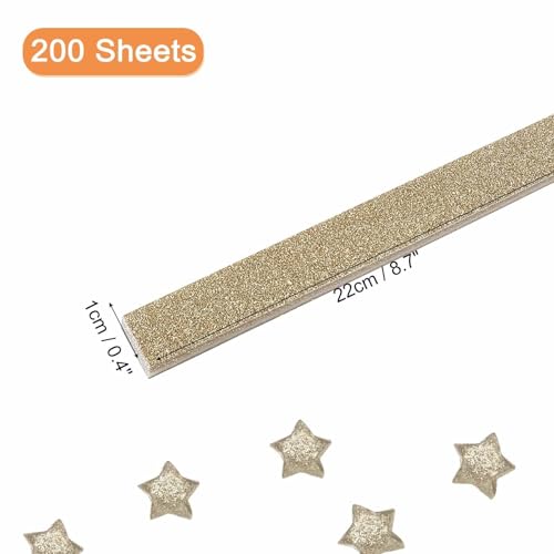 MECCANIXITY 200 Sheets Origami Paper Glitter Stars Papers Champagne Fold Paper for Beginner Arts Crafts Projects,0.4 x 8.7 Inch - color: Champagne