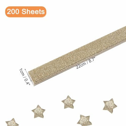 MECCANIXITY 200 Sheets Origami Paper Glitter Stars Papers Champagne Fold Paper for Beginner Arts Crafts Projects,0.4 x 8.7 Inch - color: Champagne
