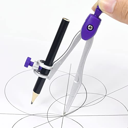 Vobou 10 pcs Math Geometry Set Student Supplies,Compass Kit Set (Purple） - color: Purple