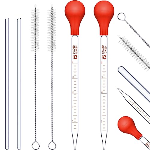 Weewooday 8 Pcs 10 ml Glass Droppers Pipettes with Rubber Bulb Stir Rod Red - color: Red, size: 10 ml