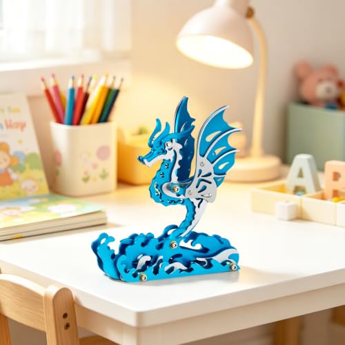 3D Metal Puzzle Mechanical Model Kit Seahorse Blue Stainless Steel - color: D03-seahorse Blue