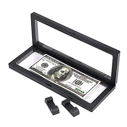 Skelang 3 Pcs 3D Floating Display Case, Black Display Stand Holder 9"×3.54"×0.75"(L×W×H Suspension Frame for AA Medallion, Antique Challenge Coins, Chip, Jewelry, Pin - size: 9"×3.54"×0.75"