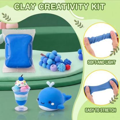 Air Dry Clay Bulk, Modeling Clay for Kids, 100 Pcs, Blue - color: Blue