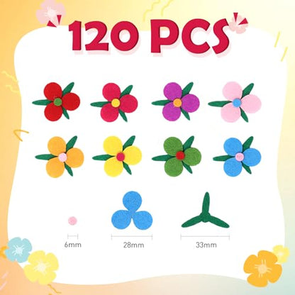 Naler 120pcs Three-Petals Felt Flowers for Crafts, 1.3x1.1 Fabric Flowers