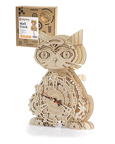 3D Puzzles for Adults Model kit Cat Clock Kids Wooden Desk Clock Decor for Birthday Gift/Christmas Day - style: Desk Clock Puzzle