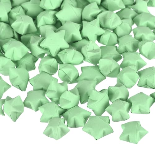 MECCANIXITY 136pcs Pre-made Origami Lucky Stars Paper Wishing Star Light Green for Best Wish Christmas Party Wedding Valentine's Day Girl Friends Gift - color: Light Green