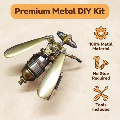 Steampunk 3D Metal Fruit Fly Puzzle Model : 150+ Pcs Mechanical DIY Assembly Kit Level 3/5 2-3 H Build Time Unique Home Office Decor Gift for Father Husband Teens (Fruit Fly) - style: Fruit Fly