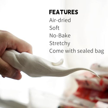 Air Dry Clay Lightweight, Flexible Modeling Clay for Adults Arts and Crafts - color: White-3 Packs