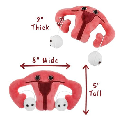GIANTmicrobes Uterus Plush -Stuffed Uterus with Magnetic Detachable Ovaries - size: Regular