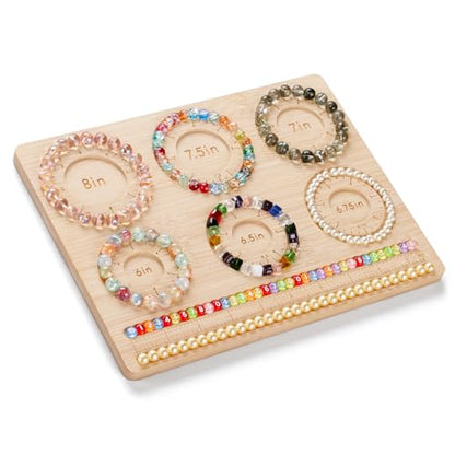 YCGY Premium Bamboo Bead Board for Jewelry Making, DIY Bracelet Beading Board with Compartments for Bracelet & Necklace Crafting and More