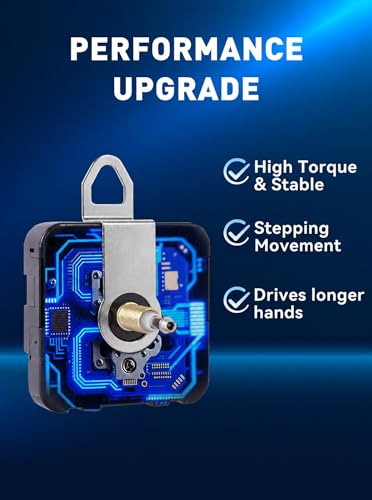 High Torque Clock Movement Kit, Long Shaft Mechanism with 8 inch Hands - size: Thread Length: 0.59 inch