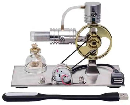 Hot Air Stirling Engine Motor Model,Stirling Engine Kit, Single-Cylinder Metal External Combustion Engine Motor,DIY Hot Air Engine Gift of Air for Adults Desktop (Silver) - color: Silver