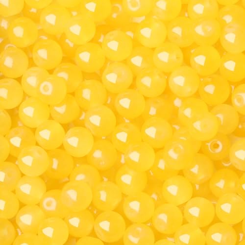 500Pcs Yellow Glass Beads for Bracelets - color: Yellow, size: 8mm 500pcs