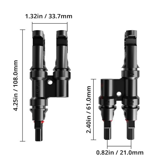 4PCS 1000V DC Solar Y Branch Connectors for Parallel Panels (2 Pairs) - size: 2Pair M/FF+F/MM