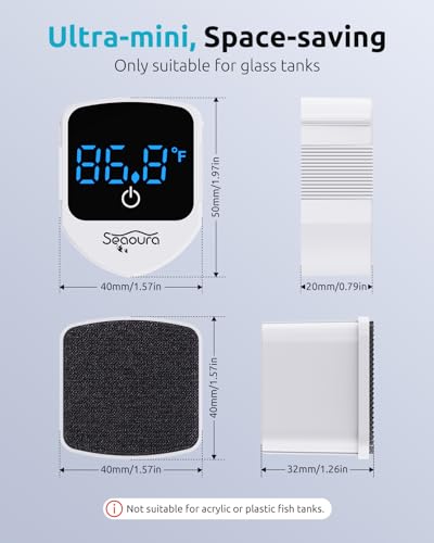 SEAOURA 2-in-1 Aquarium Magnetic Cleaner with Digital Thermometer Floating - color: White