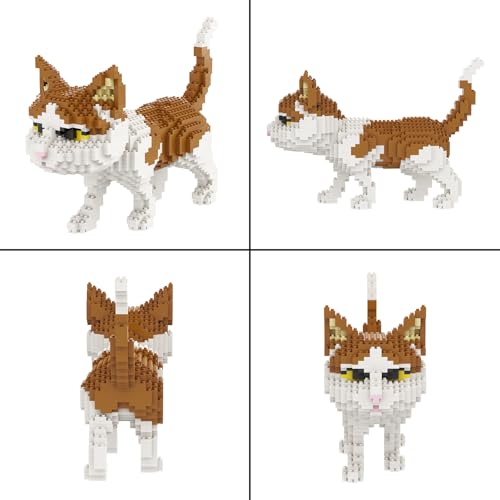 Larcele 1390 Pcs White and Orange Cat Micro Blocks Set for Kids 8+ KLJM-05 - style: Cat, Model 4945