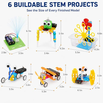 NewFamily 6-in-1 STEM Robot Kit for Kids Ages 8-12, DIY Robot Building Science Kit with Engineering Projects and Motorized Activities, Educational STEM Toys for Boys Girls, Birthday Gift
