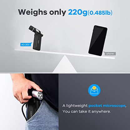 Andonstar AD203 Digital Microscope (Black+Bracket) - color: Black+Bracket