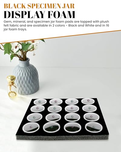 Novel Box 16 Medium Gem Jars with Black Foam Gemstone Tray 7.8X7.8X0.75 - color: Black Foam Liner with 16 Gem Jars