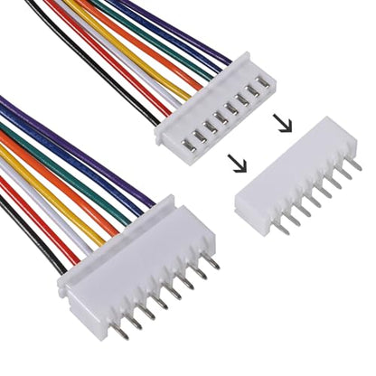 ACEIRMC 10Pairs JST Connector Kit, XH 2.54mm 8 Pin Header Male and Female Connectors Plug Adapter with Flat Wire Cable 200mm 26AWG Compatible with JST XH (8P) - color: 8P
