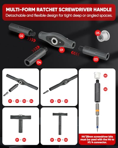 Saker 66 in 1 Magnetic Screwdriver Set,Multi Bit Ratcheting Screwdriver Set with Detachable Handle Portable Repair Tool Kit for Furniture, Electronics, Bike, DIY, Computer,Christmas Gifts - style: 66 in 1 Christmas
