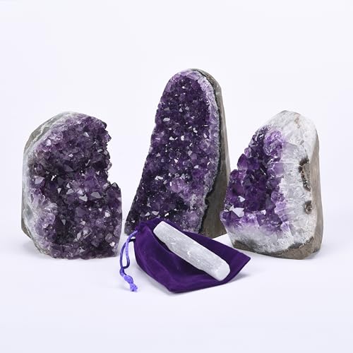 Premium Natural Amethyst Crystals Geode 0.75-1 lbs Healing Crystal Stones - size: 0.75 pound - 1 pound