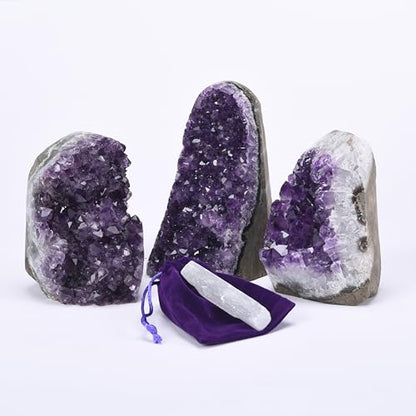 Premium Natural Amethyst Crystals Geode 0.75-1 lbs Healing Crystal Stones - size: 0.75 pound - 1 pound