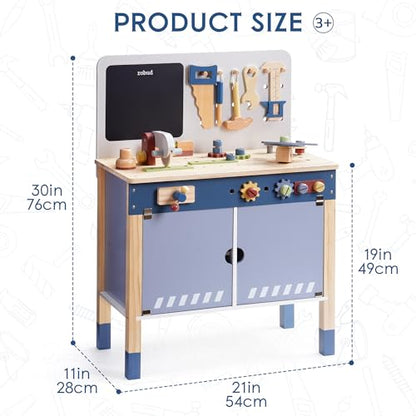 ROBUD Wooden Toy Workbench, Large Kid's Wooden Play Tool