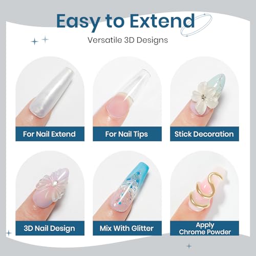 Clear and Pearl White Nail Extension Gel 3D Nail Art Sculpture Gel - color: Clear&Pearl White