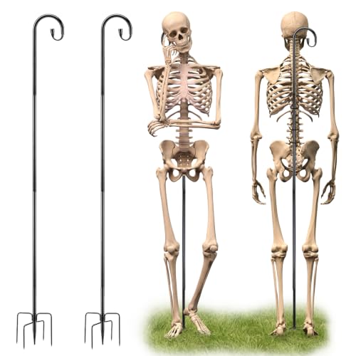 2Set Halloween Metal Skeleton Stand, Black, 6.56 Ft/ 2 M, Bold - color: Black, style: Bold Style
