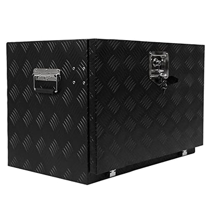 GarveeTech 24 in Heavy Duty Aluminum Stripes Plated Tool Box Pick Up Truck Bed Rv Trailer Toolbox Diamond Plate Underbody Box Waterproof Square Storage Organizer With Side Handle, Lock & Keys