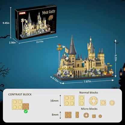 PQKIE Magic Castle Micro Mini Building Set, 2743 Pcs Magic House Model Building Toys, STEM Creative Magic World Office and Home Decor Bricks Kits, Christmas Birthday Gift for Adults Teens Kids 14+ - style: 2743 Pieces