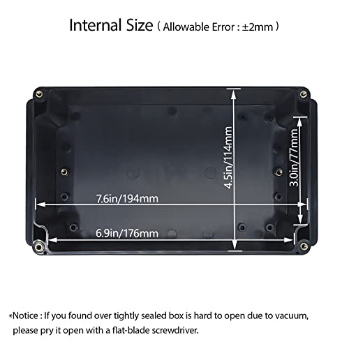 Junction Box Waterproof Dustproof IP65 ABS Plastic Universal Electric Project Enclosure Black with Fixed Ear 7.87"x4.72"x2.95"(200 x 120 x 75 mm) - size: 7.87"x4.72"x2.95"
