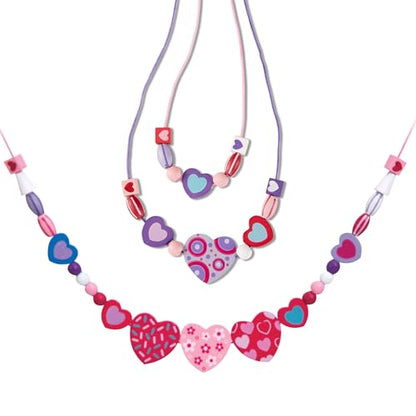 Melissa & Doug Created by Me! Heart Beads Wooden Bead Kit, 120+ Beads and 5 Cords for Jewelry-Making - size: 1 Count, style: Hearts