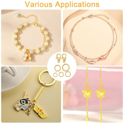 Anezus 1200PCS Jump Rings for Jewelry Making Kit, Gold, Jewelry Making Supplies and Necklace Repair, Modern Style, Small Size, Not Foldable - color: Gold