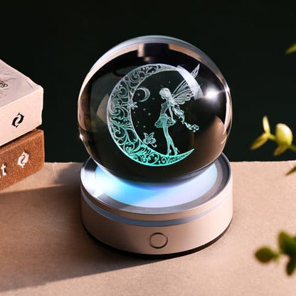 3D Fairy Crystal Ball Fairy Gifts for Daughter - color: 3D Moon Fairy