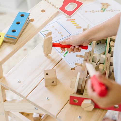 Melissa & Doug Wooden Project Workbench, 55-Piece Pretend Building Set
