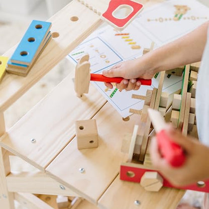 Melissa & Doug Wooden Project Workbench, 55-Piece Pretend Building Set