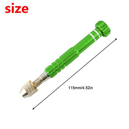 Larcele Pin Vise Drill, 3 Jaw Chuck Capacity 0" to 1/8" SDZKQ-02 (Green) - color: Green